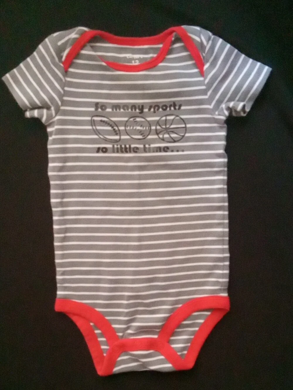 Carter's Blue, Gray & Red Striped Baby One-Piece Bodysuits Set